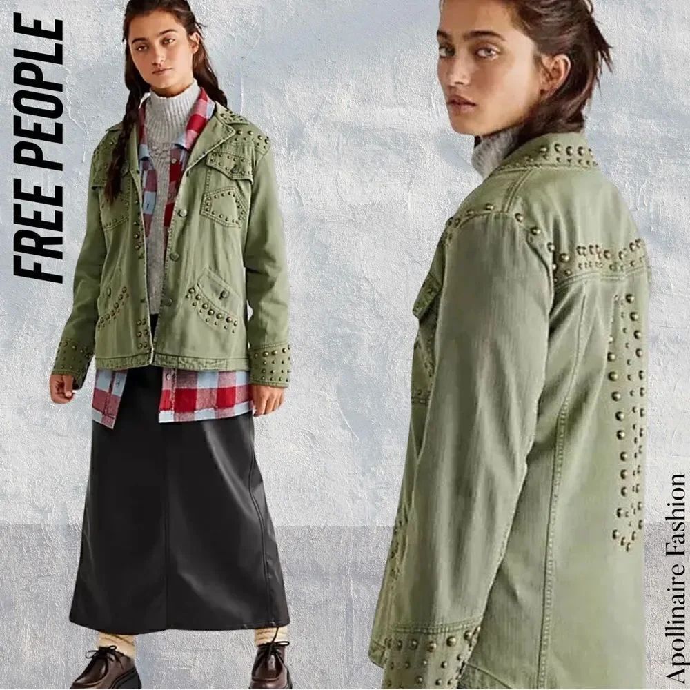 WE THE FREE ROCK AND STARS JACKET IN MILITARY GREEN XS NWT